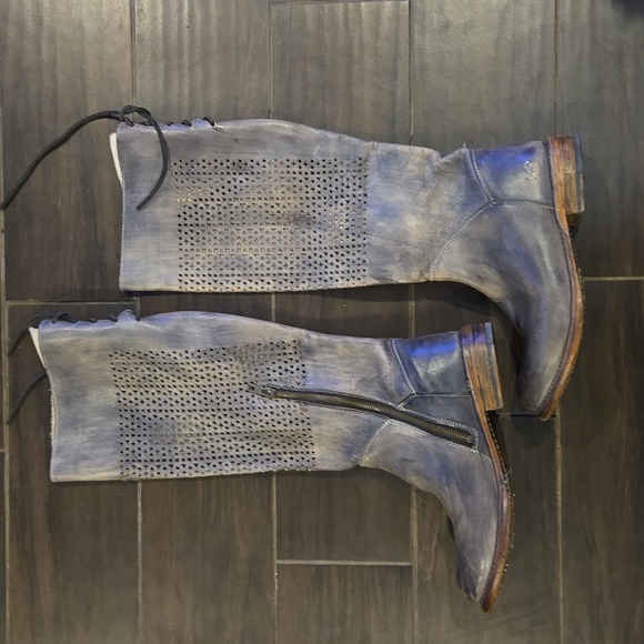Bed Stu Cambridge Grey Distressed Leather Boots Sz 9.5 - Picture 5 of 10